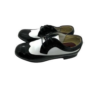 Andrew Fezza Oxford Shoes Men's White Black All Man Made Lace Up Dapper Size 6